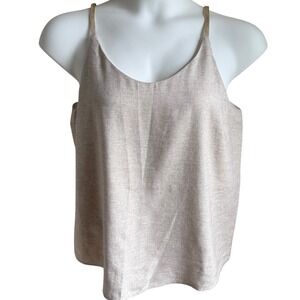 Neutral Linen Blend Cami Tank Top Minimalist Beige‎ Spain 44 US 10 12 Vilagallo
